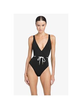 Robin Piccone "Emma" one-piece black womens BNWOT swimsuit sz 12 no belt
